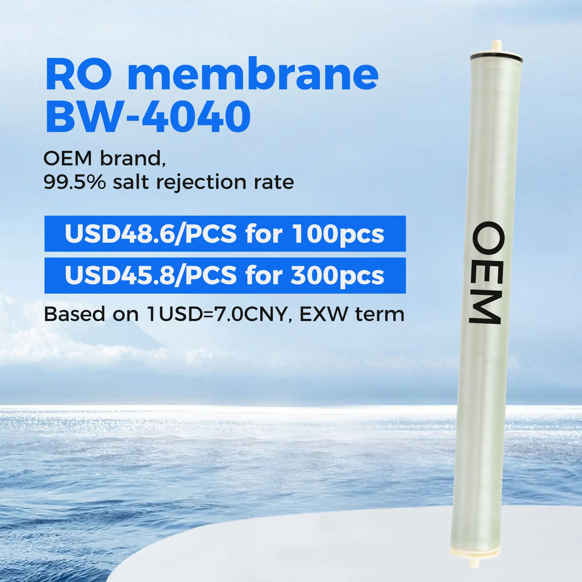 Membrana 4040 8040 do elemento RO de Osmose Reversa do principal fabricante do RO na China para o tratamento de água industrial
