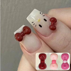 Wholesale Hot Sale 12 <b>Grids</b> Sweet Red Rose Pink Resin Bow Nail Charms 3D Bow Tie Nail Art Decoration - Product Image 6