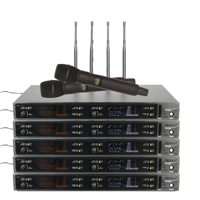 High Quality Wireless Microphone 400 Meters 2 Channel Handheld UHF Microphone