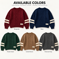 Pull personnalisé pour femme à col rond en tricot torsadé à manches longues rayées pour tenue décontractée d'hiver