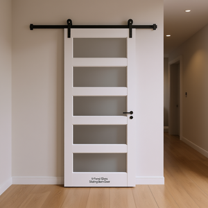 Porte coulissante à 5 panneaux en verre, 36 x 80 x 5, style ferme, décoration intérieure - Product Image 3