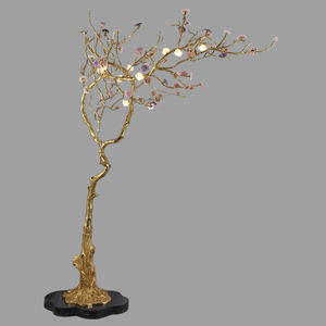 Laiton arbre lampadaire Art améthyste feuille if branche décorative salon entrée Foyer luxe cristal lampadaire - Product Image 2