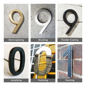 ป้ายเลขที่บ้านอะคริลิคสีดำ ขนาด 8 นิ้ว 10 นิ้ว ป้ายเลขที่บ้านแบบลอยตัว ทำจากทองเหลืองและคอร์เทน ขนาด 30 ซม. - Product Image 5