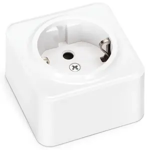 Presa di corrente da superficie 1 va, colore bianco, ideale per installazioni elettriche interne ed esterne. - Product Image 1