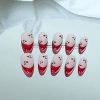 Ongles artificiels de haute qualité; Style français de cerise peint à la main rouge; Vente en gros d'usine réutilisable.