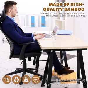 Wooden <b>Footstool</b> Trapezoid Shape Pine Wood Freestanding Desk Footrest <b>Adjustable</b> Ergonomic Support - Product Image 5