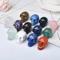 Décoration artisanale en cristal, Figurine polie Halloween, ornement en pierre naturelle, crâne d'améthyste, pierre de guérison