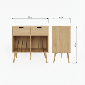 <span class=keywords><strong>Meuble</strong></span> de rangement <span class=keywords><strong>pour</strong></span> disques vinyles en bois écologique avec tiroirs et étagères ouvertes <span class=keywords><strong>pour</strong></span> les espaces de vie modernes - Product Image 3