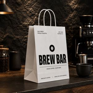 Bolsa de Papel Kraft Blanca Impresa Personalizada con Asas Retorcidas, Embalaje para Llevar Comida de Panadería y Café, Bolsa de Compras Ecológica OEM - Product Image 4