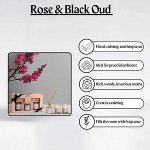 Coffret cadeau de luxe rose noir oud aromathérapie parfum de bois pour la détente à la maison pour les cadeaux - Product Image 2