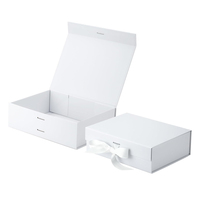 Boîte d'emballage de luxe pliable pour extensions de cheveux avec logo personnalisé, boîtes cadeaux blanches pour perruques avec ruban