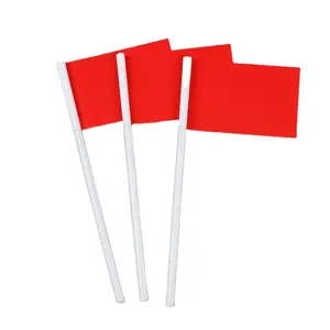 Handheld Custom Groothandel Bedrukt Papier Vlaggen Goedkope Papieren Handgolfvlag Met Plastic Papieren Stok