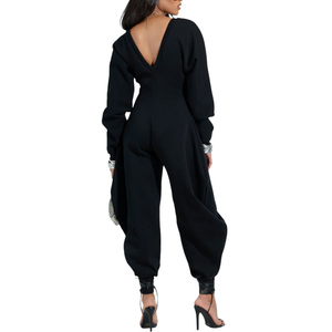 2025 di moda di canale autunno scollo a V a maniche lunghe con spillette <span class=keywords><strong>larghe</strong></span> <span class=keywords><strong>tute</strong></span> <span class=keywords><strong>larghe</strong></span> da donna Casual e calde <span class=keywords><strong>tute</strong></span> - Product Image 4