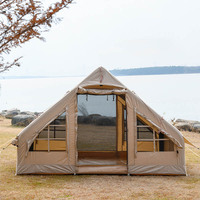 Grande tente familiale extérieure en toile Oxford imperméable portable avec fonctionnalité gonflable Air Cotton Glamping pour le camping