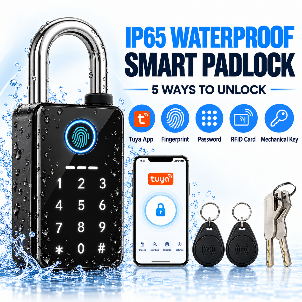 Safety Heavy Duty Waterproof Anti-theft High Security Combination Waterproof Zinc Alloy Wholesale Smart Fingerprint Padlock · image 1
