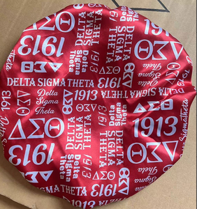 LOGO personnalisé Deux couches 12.6 "Diamètre <span class=keywords><strong>Rouge</strong></span> Satin Sigma Theta Symbole Grec Delta Hairbonnet <span class=keywords><strong>Rouge</strong></span> DST Signature Sorority Bonnet - Product Image 3