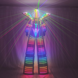 Dành cho người lớn <span class=keywords><strong>LED</strong></span> Robot trang phục sàn đi bộ sáng phù hợp với áo khoác với ngực hiển thị Mũ bảo hiểm găng tay laser hiệu suất phòng khiêu vũ mặc - Product Image 3