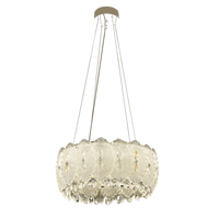 Collection de lustres en verre texturé de luxe avec gouttes de cristal facettées, design botanique à étages, LED à intensité variable, garantie de 2 ans