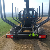 Matériel de Travail du Bois: Remorque Forestière 8 Tonnes Montée sur Tracteur avec Grue Hydraulique Chargeuse de Bûches et Grappin
