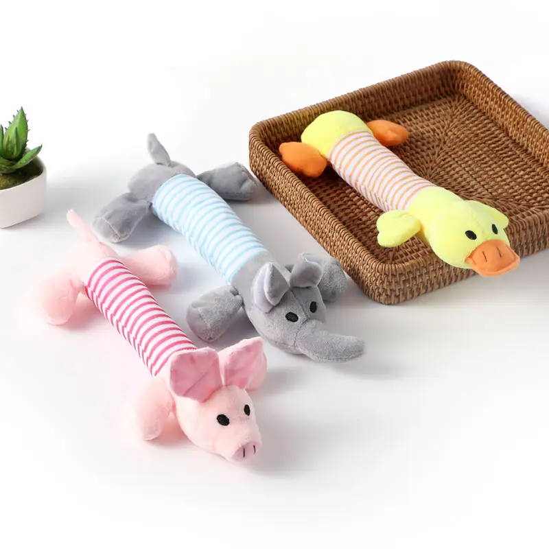 AUGLEKA Hot sale popular doll stuffed rattle plush pig duck pet chew suction cup dog pet molar bite toy for pet