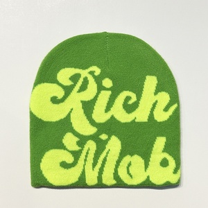 Gorros de punto elásticos ligeros con diseño jacquard de letras Hip Hop Y2K, lazos y bloques de color camuflaje, cálidos para invierno, unisex, 100% acrílico. - Product Image 5