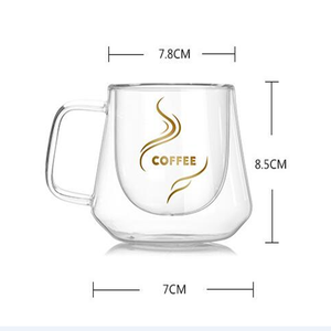 高ホウケイ酸二重壁コーヒーミルクグラスカップ（ハンドル付き） - Product Image 2