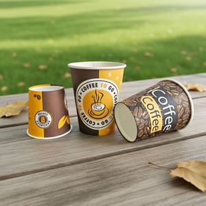 Gobelets à café jetables personnalisables en papier biodégradable simple couche, imperméables et durables, sur mesure pour restaurants - Product Image 2