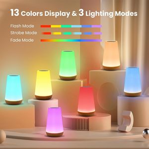 Table Lamp Bedside Lamp for Bedroom 13 Color Changing Touch Night <strong>Light</strong> RGB <strong>Remote</strong> Dimmable USB Rechargeable Portable Room <strong>Light</strong> - Product Image 2