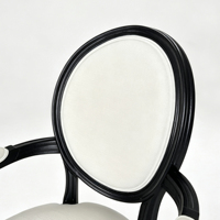 Chaise de salle à manger vintage en bois de chêne massif, rembourrée en tissu de lin, style français traditionnel, avec accoudoirs, pour la maison, l'appartement, la salle de sport