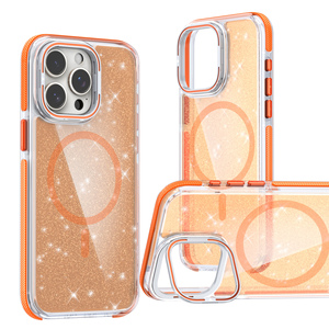Venta al por mayor de purpurina transparente con soporte de anillo giratorio a prueba de golpes funda de teléfono móvil para teléfonos móviles - Product Image 4