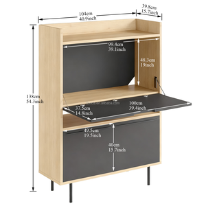 <span class=keywords><strong>Bureau</strong></span> d'ordinateur portable pliable en bois avec rangement et design convertible - Multifonctionnel et peu encombrant pour salon ou <span class=keywords><strong>bureau</strong></span> - Product Image 5