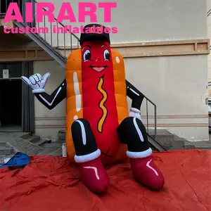 Thức ăn nhanh Nhà Hàng quảng cáo ngoài trời trang trí, tùy chỉnh Inflatable Hot Dog phim hoạt hình nhân vật đối với khuyến mãi