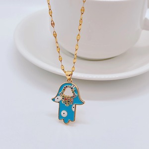 Fashion Trend placcato oro <span class=keywords><strong>mano</strong></span> <span class=keywords><strong>di</strong></span> <span class=keywords><strong>Fatima</strong></span> <span class=keywords><strong>collana</strong></span> in acciaio inossidabile <span class=keywords><strong>con</strong></span> ciondolo malocchio gioielli per donne e uomini - Product Image 5