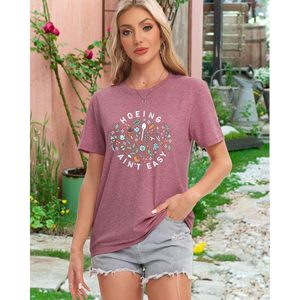 Women Garden <b>T</b> <b>Shirt</b> Hoeing Aint Easy Funny Short Sleeve Jersey Top For <b>Gardening</b> - Product Image 2