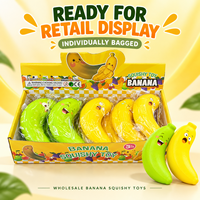 Jouets en PU souple en forme de banane mignons en gros, jouets anti-stress à presser avec des visages amusants