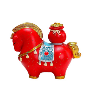 Yuanbao Themed Horse Set Resin Craft Ornament 4Pcs Chinese New Year Decor Living Room Gift - Product Image 5