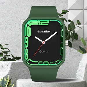 SHUAIKE 1153 New Fashion High Quality Stainless Steel <b>Case</b> Resin Mirror Quartz Watch 30 Meter Waterproof Rubber Strap Pointer - Product Image 2