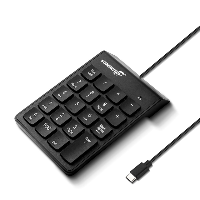 Portable Small Size 19-Keys Numeric Keypad Financial Accounting USB C Wired Number Keyboard for Notebook Tablet Phone