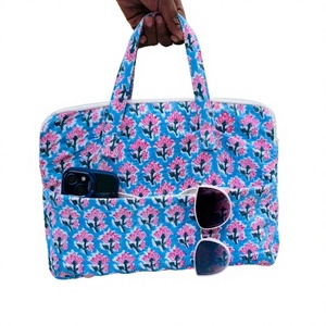 Block Printed Cotton Quilted Laptop Sleeve Soft Daily Office Travel Briefcase Unique Gifts <b>Computer</b> <b>Bag</b> - Product Image 1