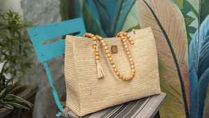 Sac fourre-tout en herbe de mer écologique fait à la main avec doublure en raphia, grand format tissé pour femmes, voyage et usage quotidien - Product Image 2