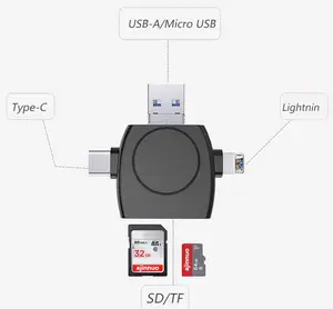 4 ב 1 במהירות גבוהה כרטיס קורא OTG USB דיסק און קי עבור iphone סמסונג Huawei טלפון נייד