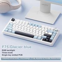 Clavier de jeu ergonomique AULA F75 RGB LED 75% filaire USB 2.4G sans fil programmable triple mode, logo OEM personnalisé, PBT mécanique