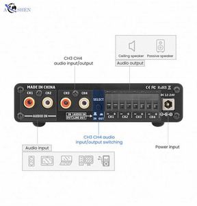 เครื่องขยายเสียง Hi-Fi 50Wx4 M1แอมป์4ช่องเครื่องขยายเสียง BT 5.0Wx4เครื่องขยายเสียงโฮมเธียเตอร์ - Product Image 4