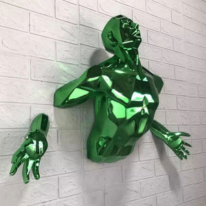 Escultura Moderna de Busto Masculino en Resina 3D, Color Verde Cromo, para Decoración de Paredes Interiores de Hogar o <span class=keywords><strong>Restaurante</strong></span> - Product Image 1
