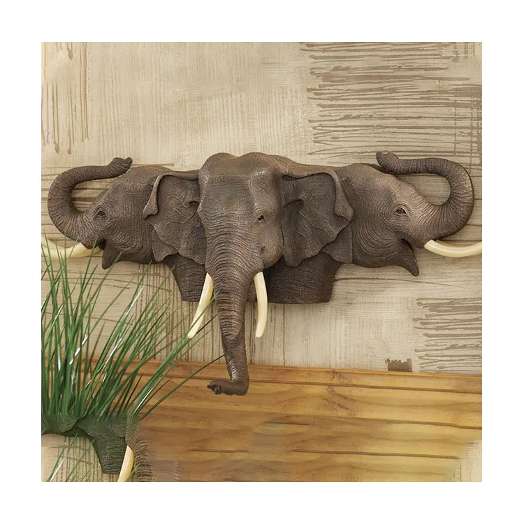 Casa moderna decoración de la pared de arte escultura de resina animal cabeza de elefante estatua escultura de los precios de venta