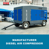 Compresseur d'air à vis diesel portable CFAIR 1600 CFM/45 M3/Min, refroidi par air, 563 KW, 17 bar, compresseurs industriels pour mines