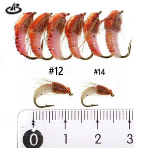 6 pièces # 8 # 10 # 12 # 14 mouches artificielles réalistes de type nymphes et scuds, appâts de surface avec hameçons pour la pêche à la carpe, en plastique, pour rivière et lac - Product Image 3