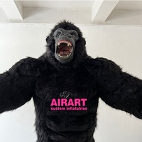 Décoration de défilé d'activité de magasin, matériel en peluche de 2.5m, costume de gorille noir gonflable à vendre