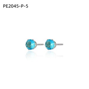 Amy Amy <b>Stud</b> <b>Earrings</b> 925 Silver <b>Blue</b> Zircon Bezel Setting Classic Women's Everyday Wear Jewelry PE2045 - Product Image 3