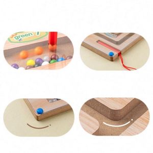 Activités éducatives pour garçons et filles, cadeau de Noël et d'anniversaire, jeu de plateau pour tout-petits, labyrinthe de couleurs et de nombres, puzzles en bois avec billes magnétiques - Product Image 4